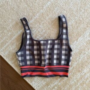 Babaton Checkered Top with Red Accents